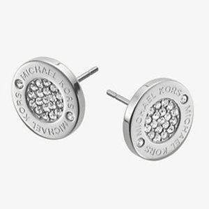Michael Kors Pavé Silver-Tone Stud Earrings (NWOT)